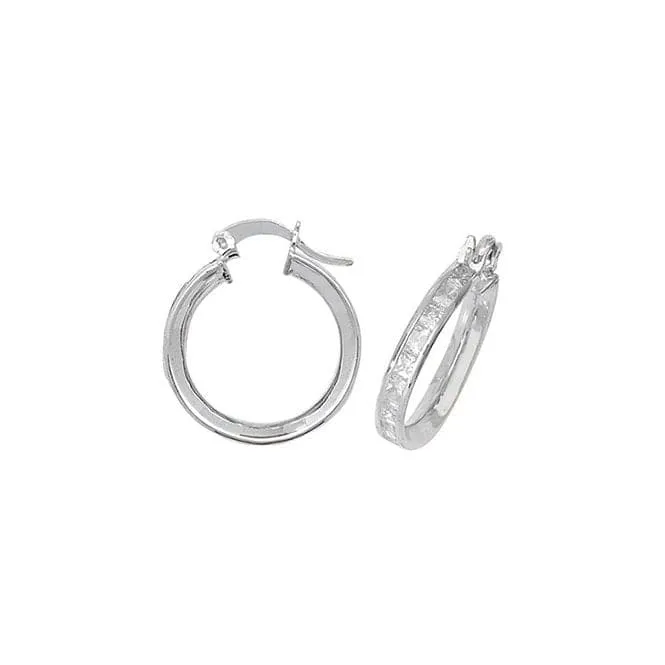 Acotis Silver Hoop Earrings Zirconia G5898