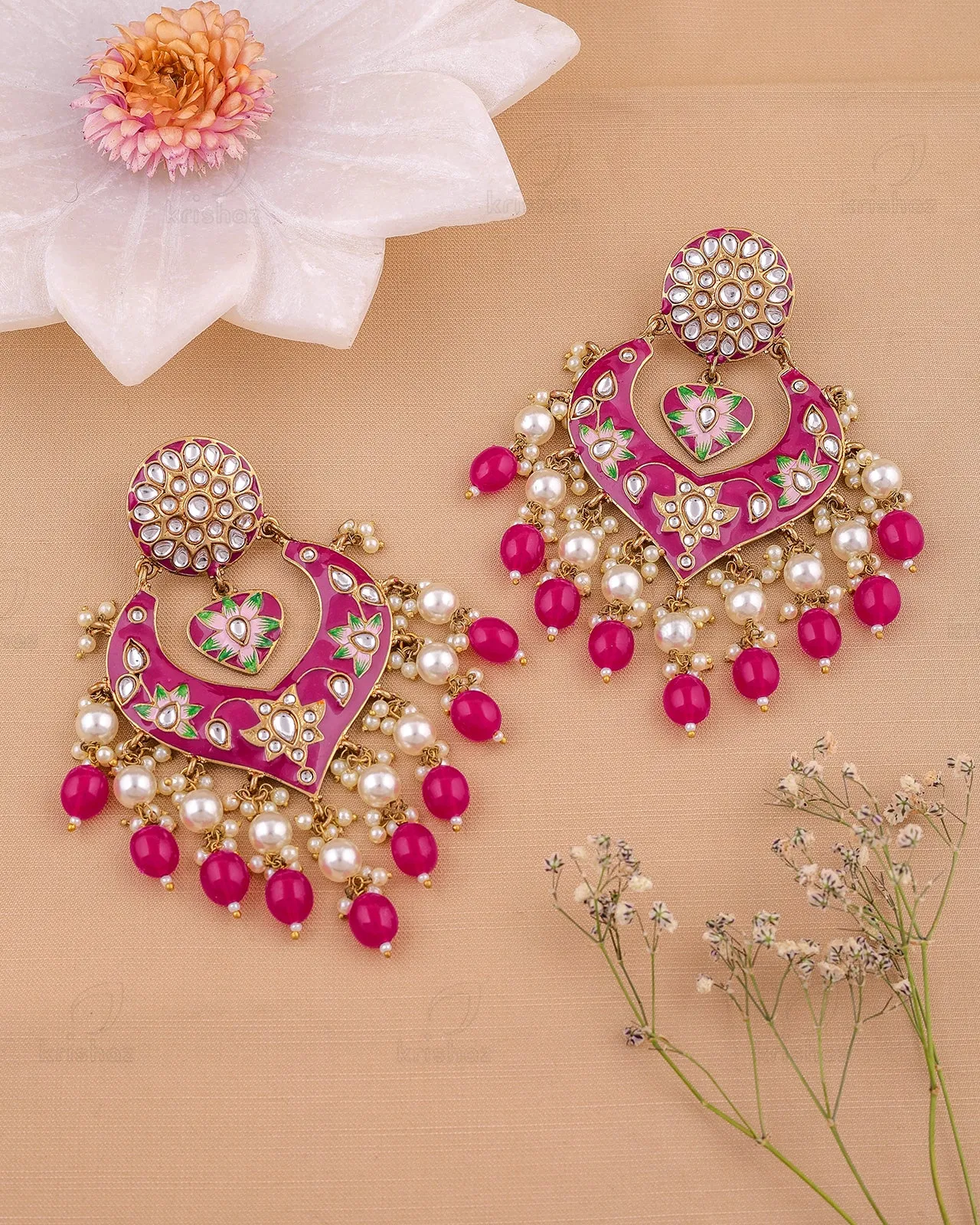 Afreen Kundan Chandbali Earrings - RANG