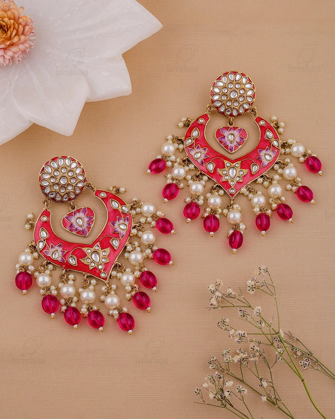 Afreen Kundan Chandbali Earrings - RANG