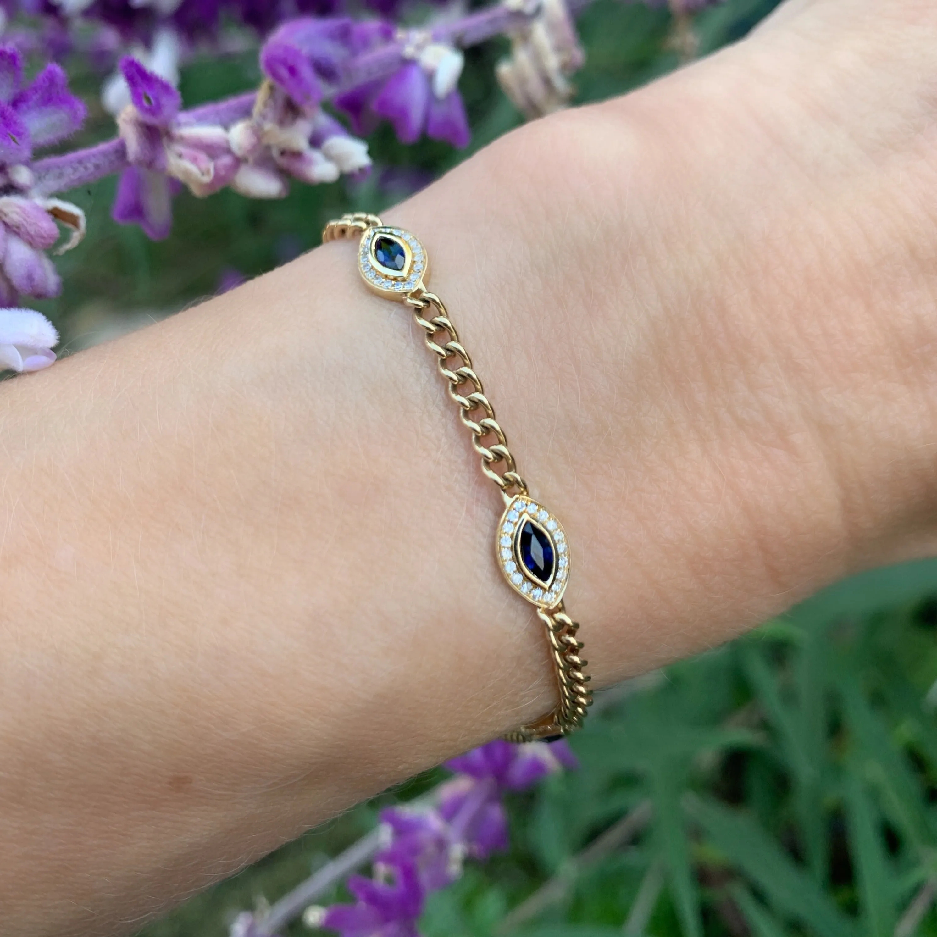'All Seeing Eye' Chain Bracelet with Stones
