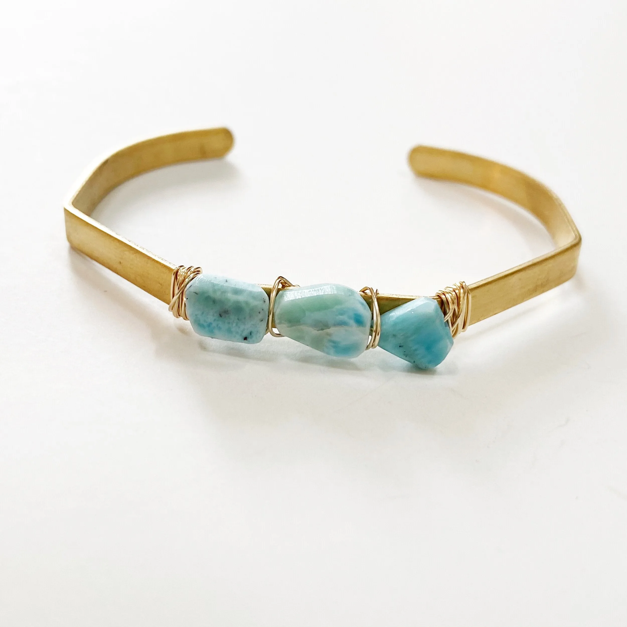 Amazonite or Larimar cuff bracelet
