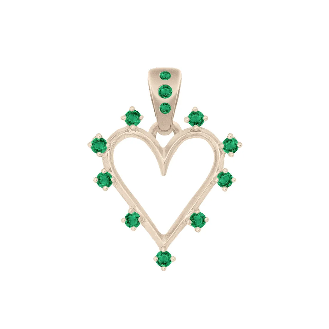 Angel Halo Heart Charm, Emerald