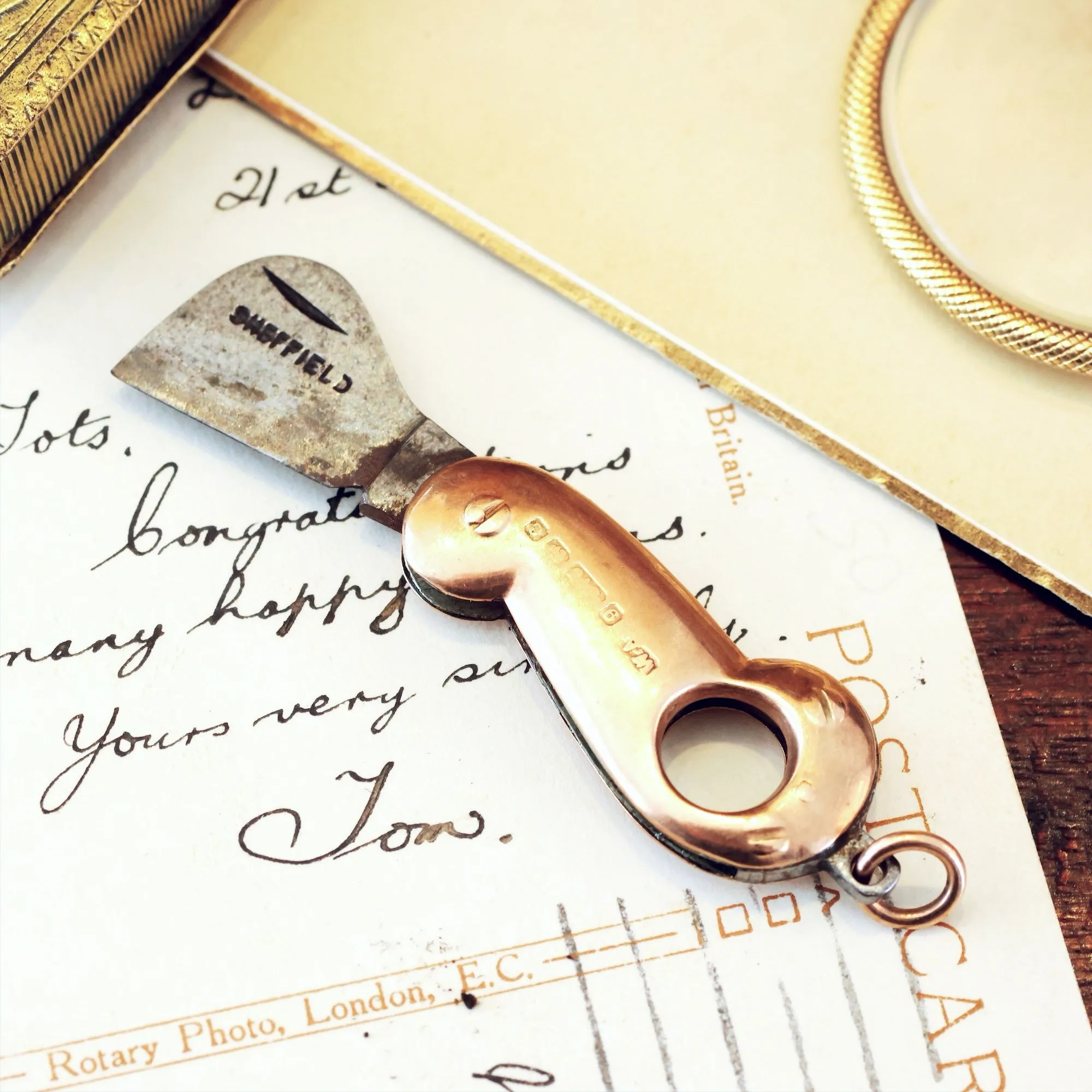 Antique Date 1902 9ct Gold Cigar Cutter