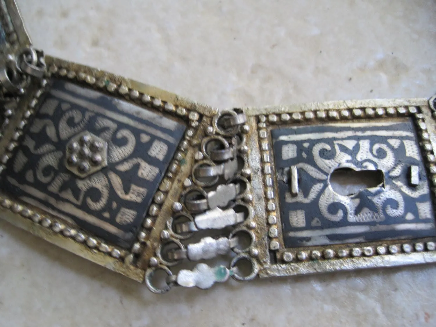 Antique Ottoman Silver and Niello Belt