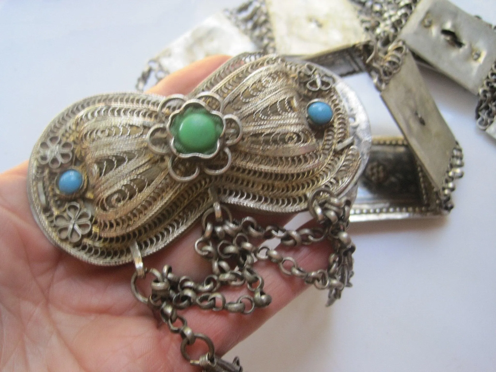 Antique Ottoman Silver and Niello Belt