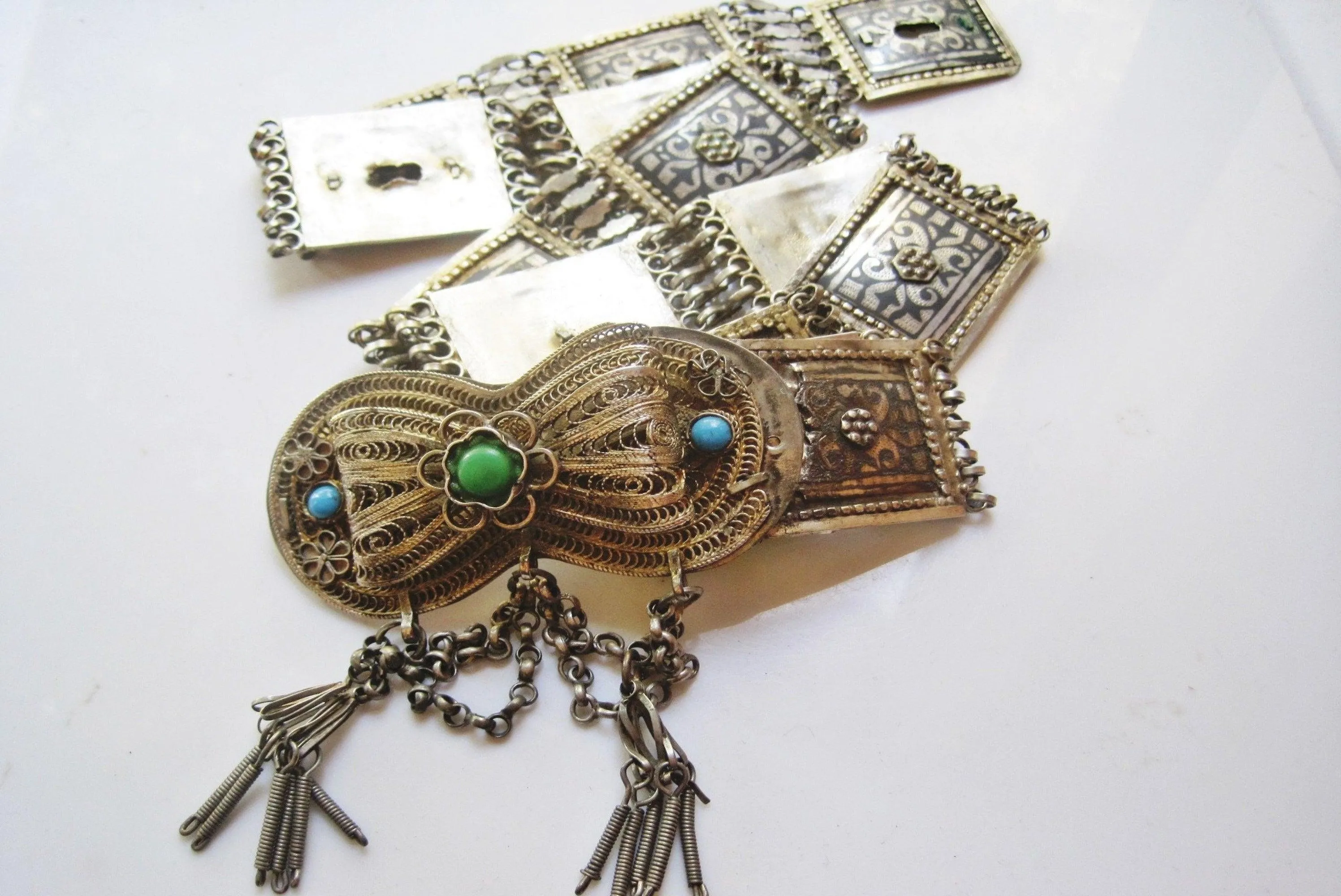 Antique Ottoman Silver and Niello Belt