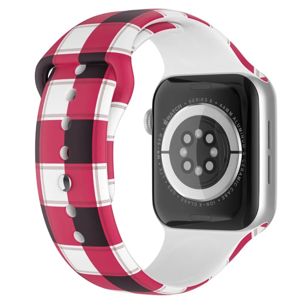 Apple Watch (41mm) christmas pattern silicone watch strap - Plaid / Size: L
