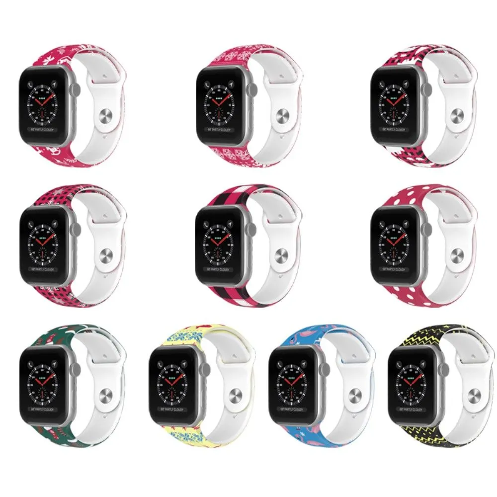 Apple Watch (41mm) christmas pattern silicone watch strap - Plaid / Size: L