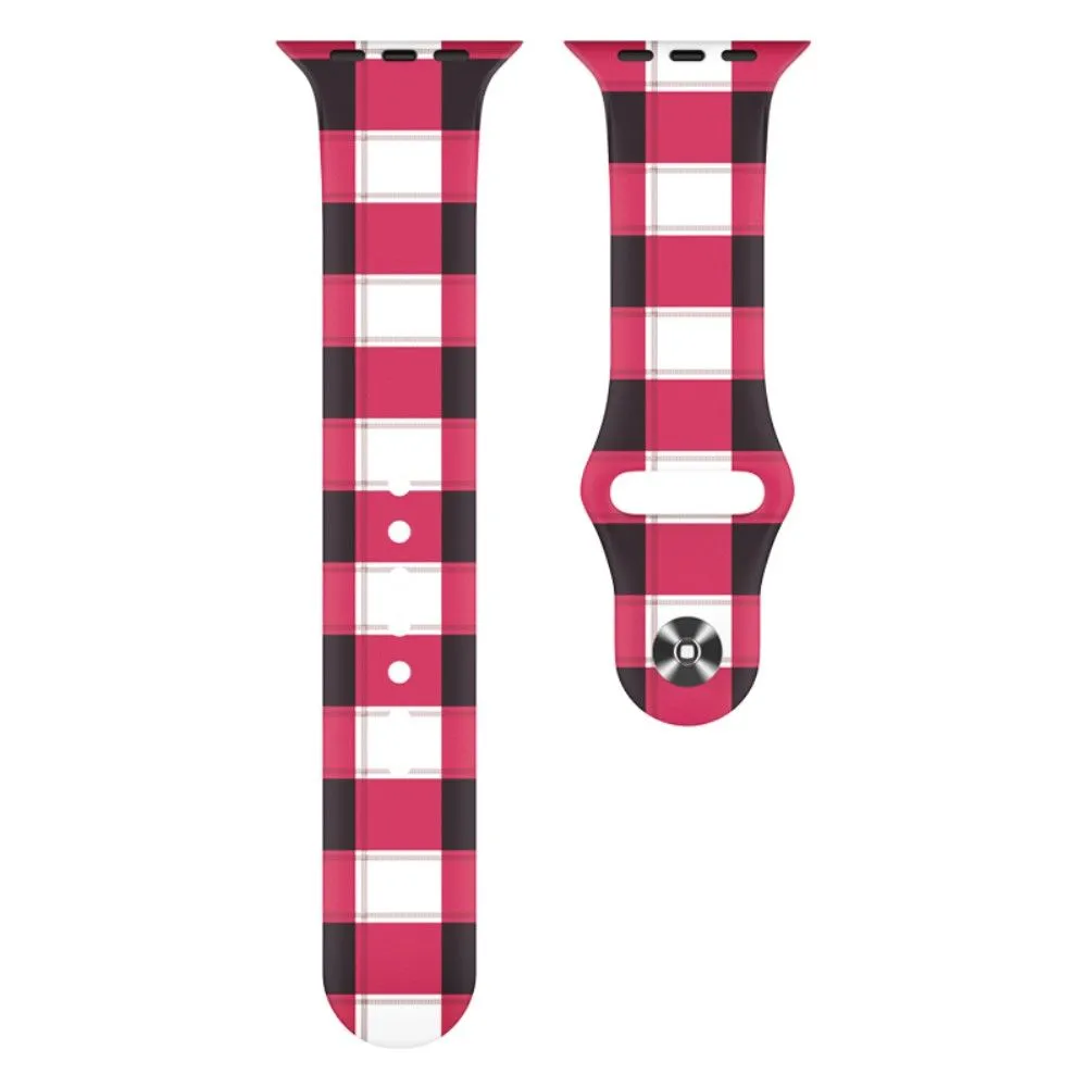 Apple Watch (41mm) christmas pattern silicone watch strap - Plaid / Size: L