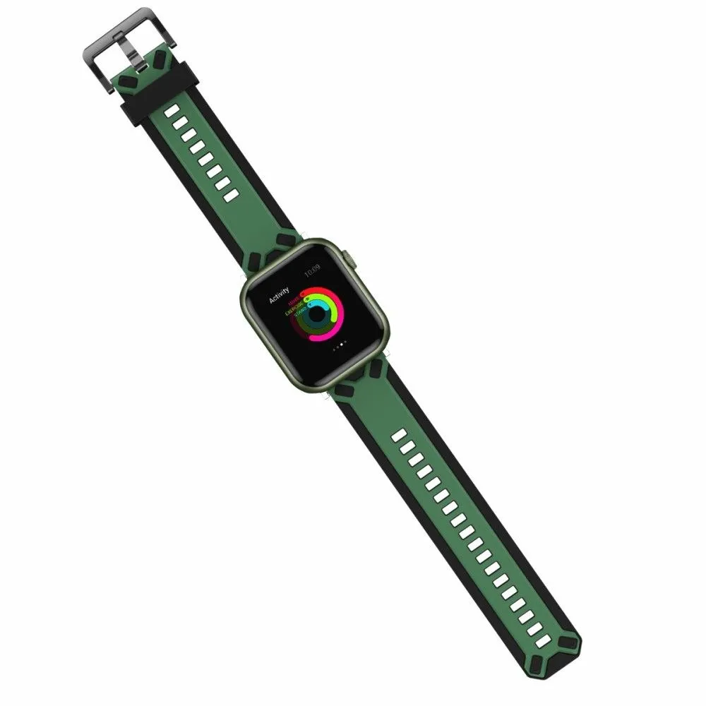 Apple Watch (41mm) color splice silicone watch strap - Army Green / Black