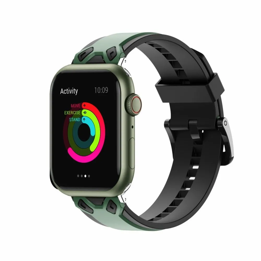 Apple Watch (41mm) color splice silicone watch strap - Army Green / Black