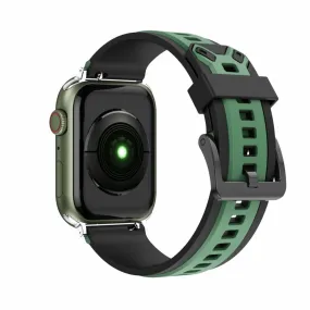 Apple Watch (41mm) color splice silicone watch strap - Army Green / Black