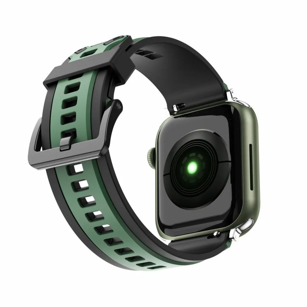 Apple Watch (41mm) color splice silicone watch strap - Army Green / Black