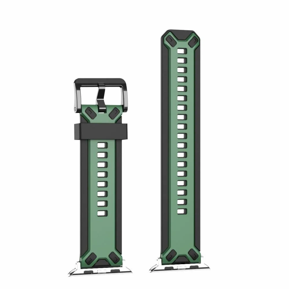 Apple Watch (41mm) color splice silicone watch strap - Army Green / Black