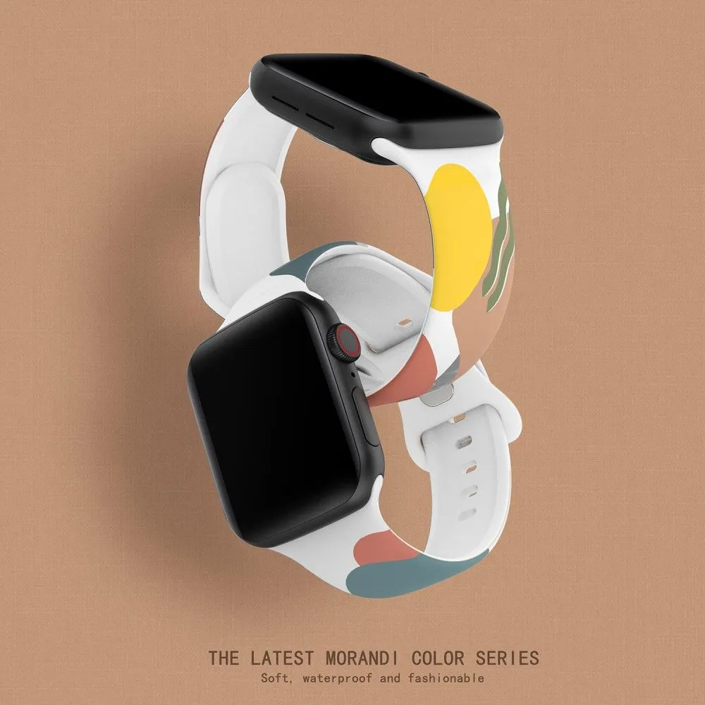 Apple Watch (41mm) morandi silicone watch strap - Morandi Light Brown / White / Grey