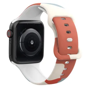 Apple Watch (41mm) morandi silicone watch strap - Morandi Orange / White / Green