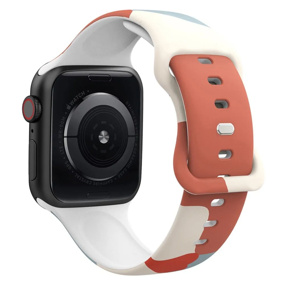 Apple Watch (41mm) morandi silicone watch strap - Morandi Orange / White / Green