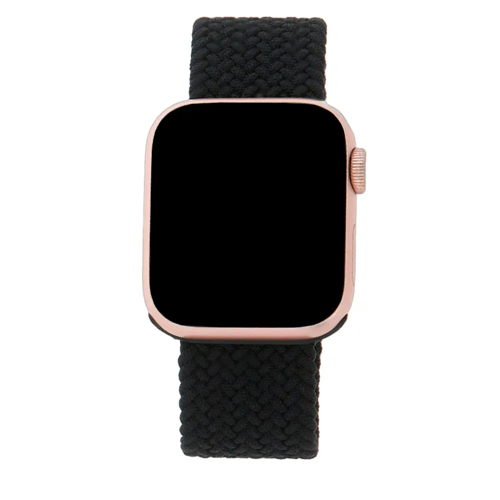 Apple Watch (42/44/SE/45/46/49mm) Elastisk Stof Rem - Str. M - Sort