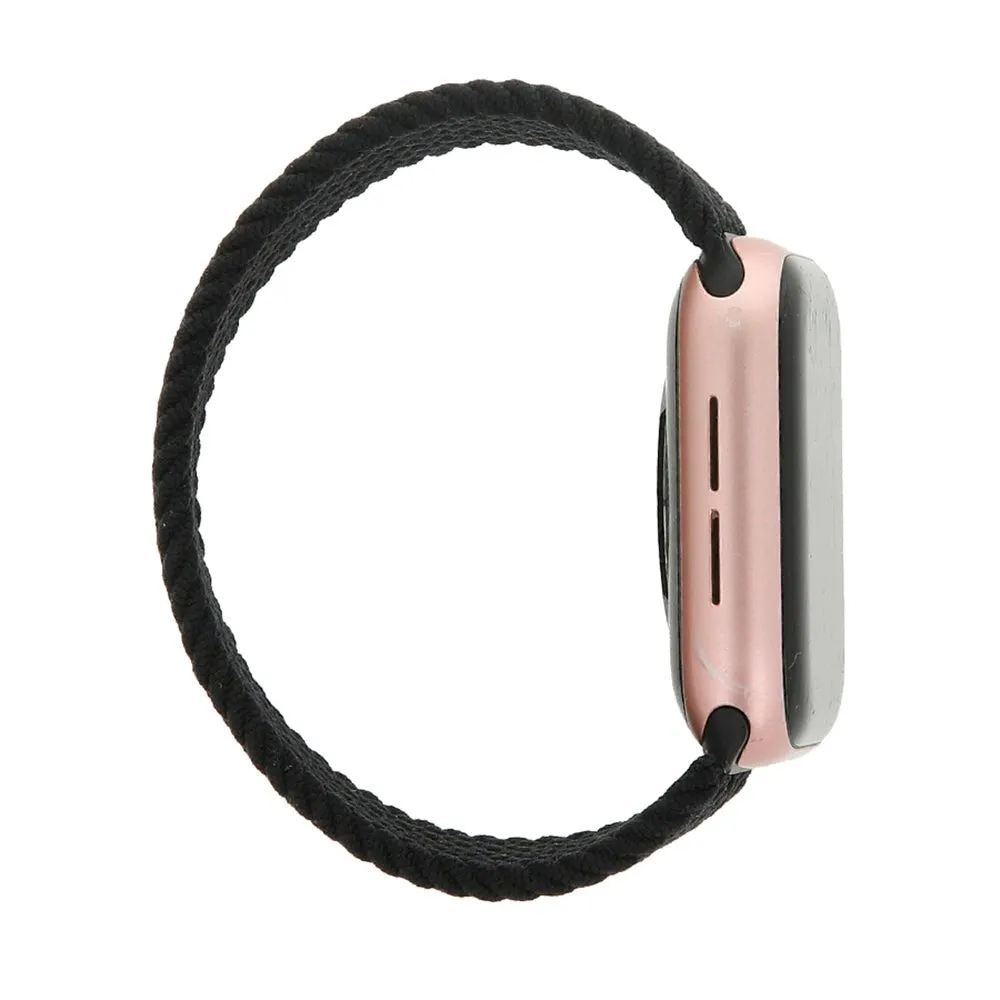 Apple Watch (42/44/SE/45/46/49mm) Elastisk Stof Rem - Str. M - Sort