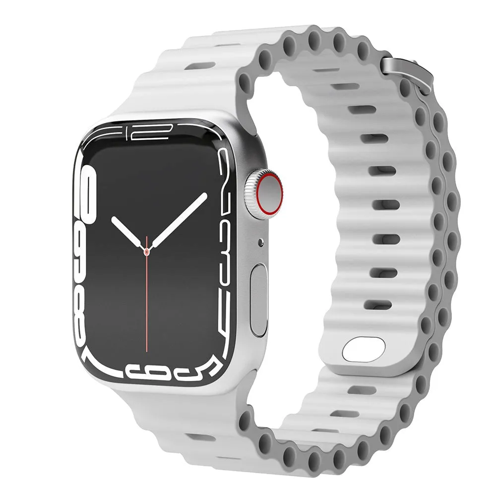 Apple Watch (42/44/SE/45/46/49mm) Vonmählen Wave Band Silikone Rem - Grå
