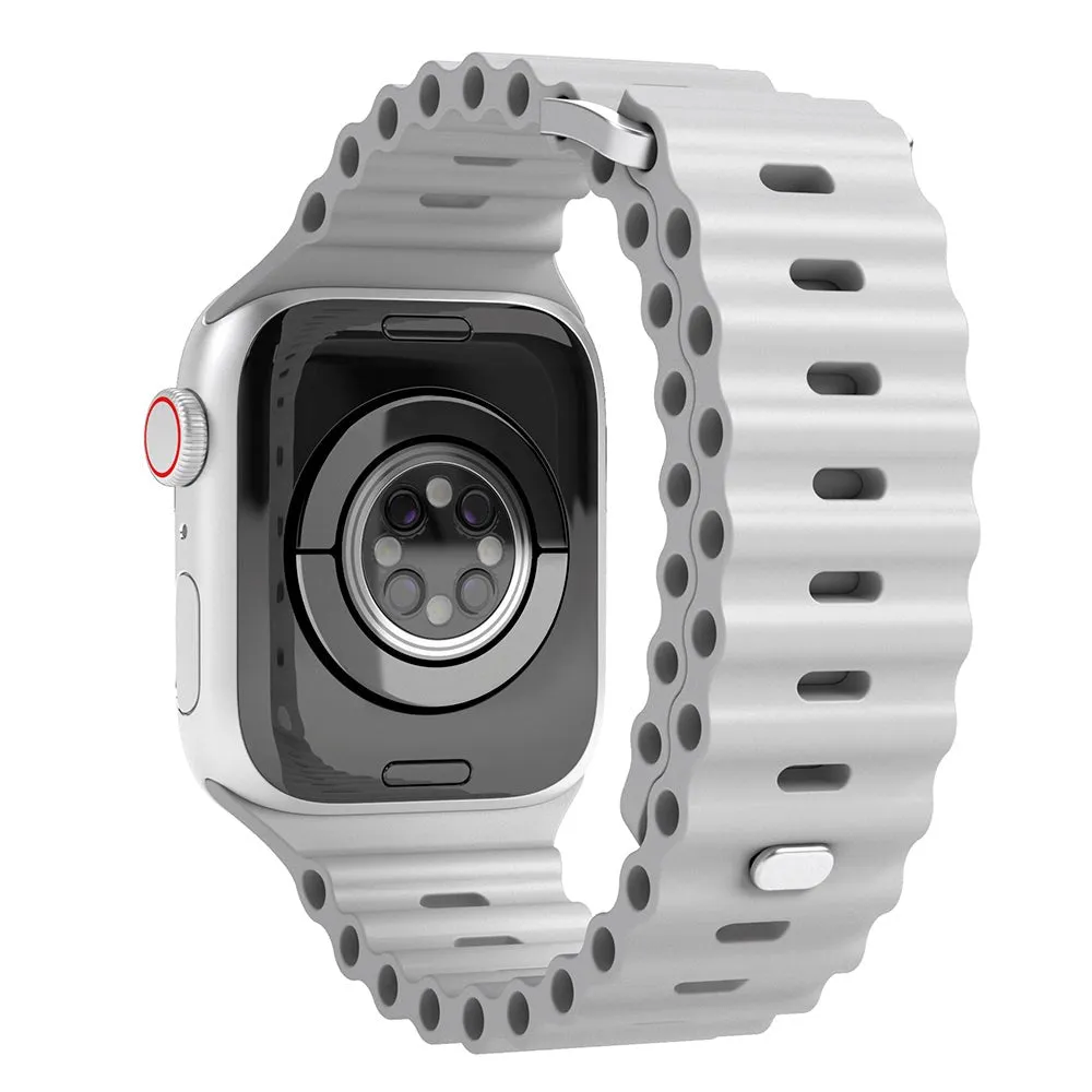 Apple Watch (42/44/SE/45/46/49mm) Vonmählen Wave Band Silikone Rem - Grå