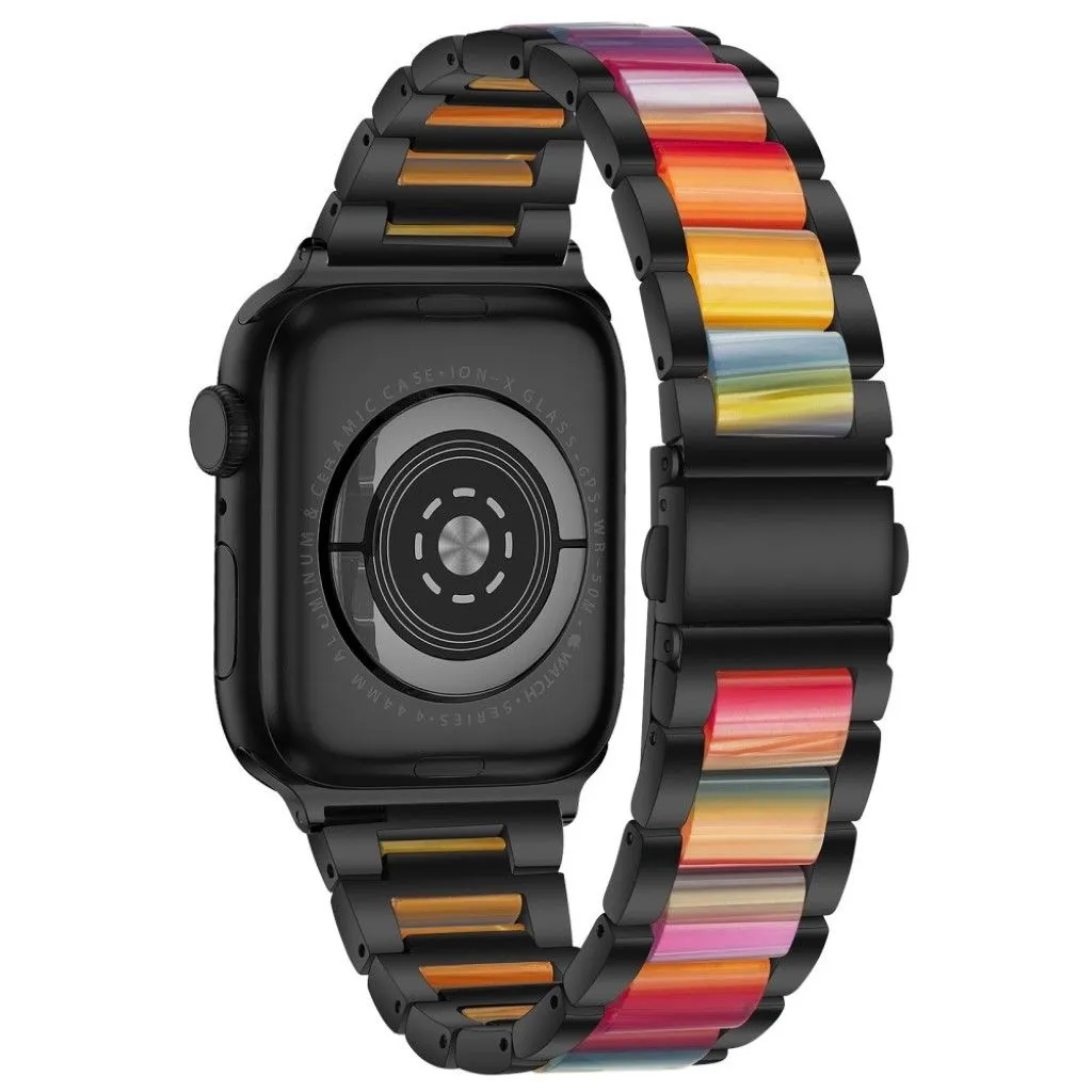 Apple Watch 44mm elegant three bead   stainless steel watch strap - Black / Multi-color
