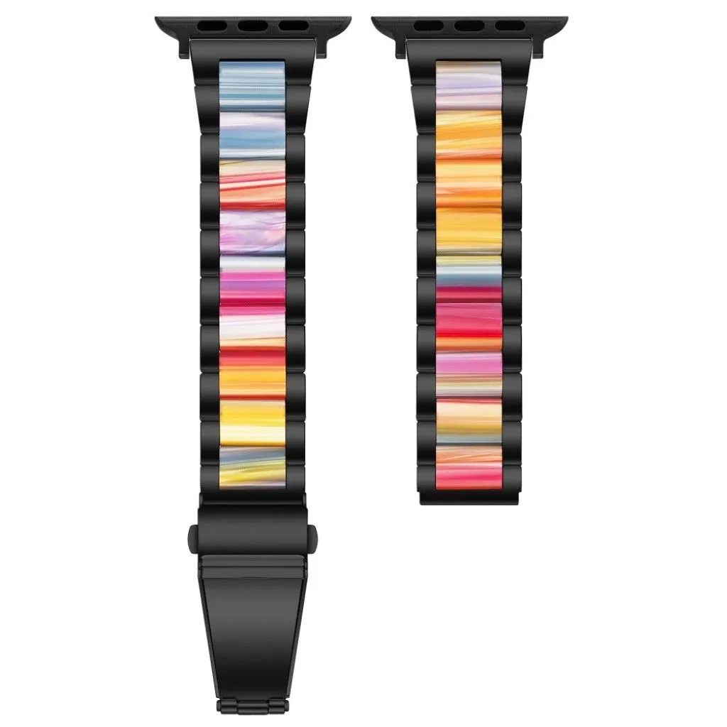 Apple Watch 44mm elegant three bead   stainless steel watch strap - Black / Multi-color