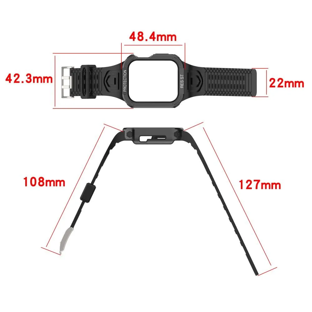 Apple Watch (45mm) color contrast watch strap    protective case - Red / White