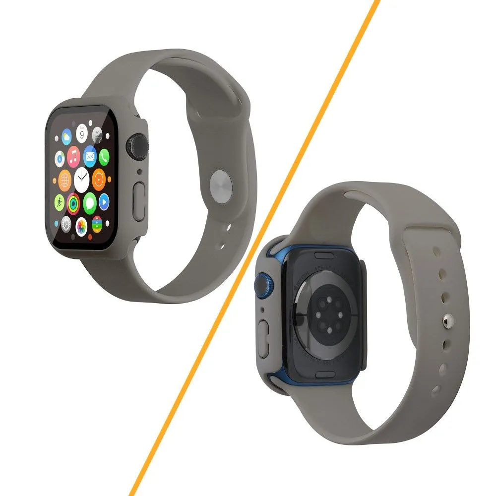 Apple Watch (45mm) silicone watch strap   cover with tempered glass - Grey / Size: S / M