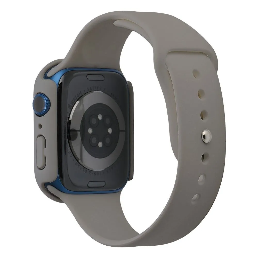 Apple Watch (45mm) silicone watch strap   cover with tempered glass - Grey / Size: S / M