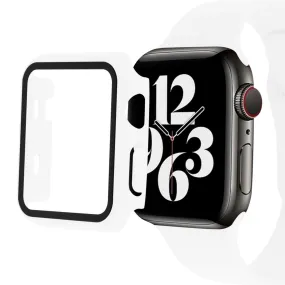 Apple Watch (45mm) silicone watch strap   tempered glass cover - White