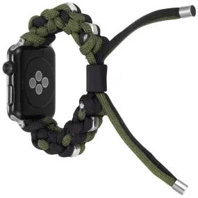 Apple Watch (45mm) stylish nylon   stainless steel ring watch strap - Black / Green