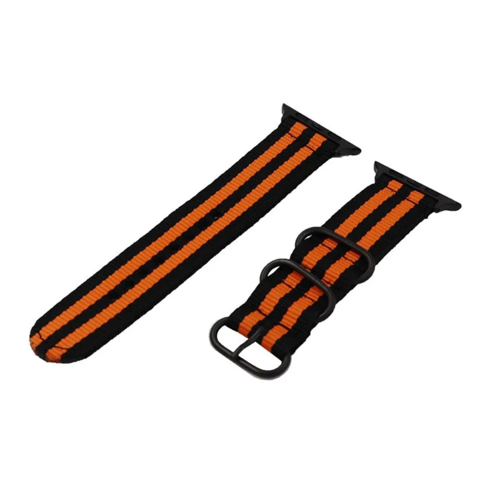 Apple Watch (45mm) woven nylon watch strap - Black / Red