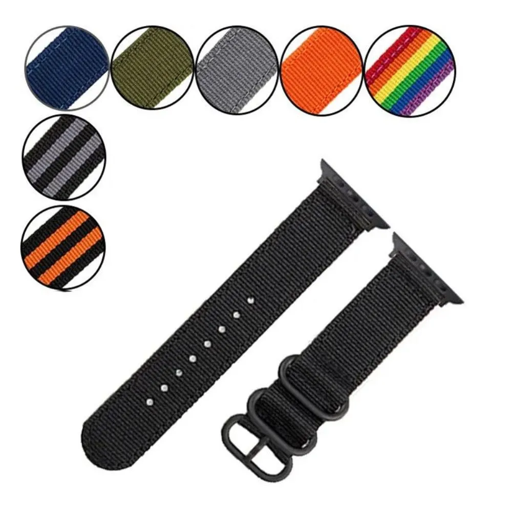 Apple Watch (45mm) woven nylon watch strap - Black / Red
