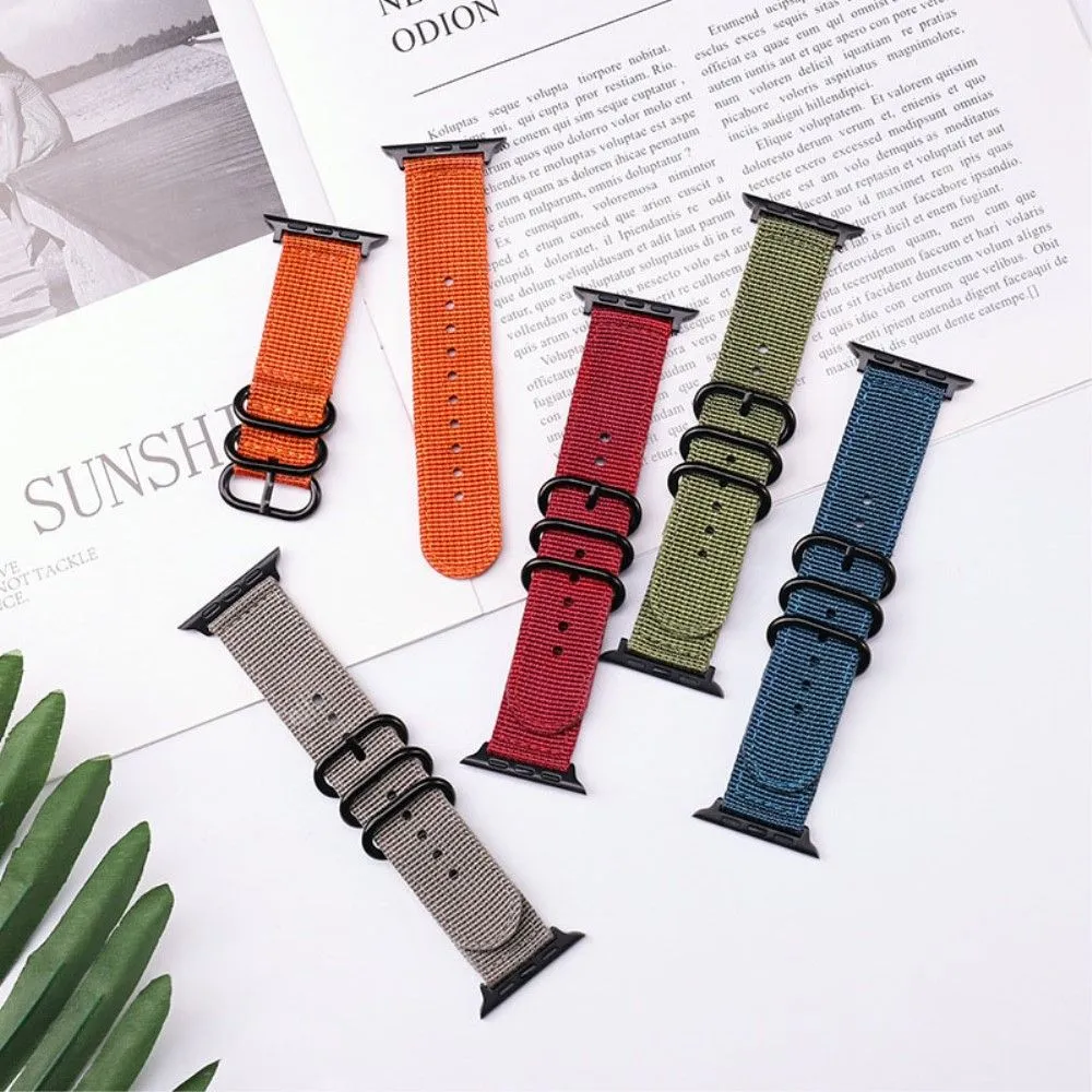 Apple Watch (45mm) woven nylon watch strap - Black / Red