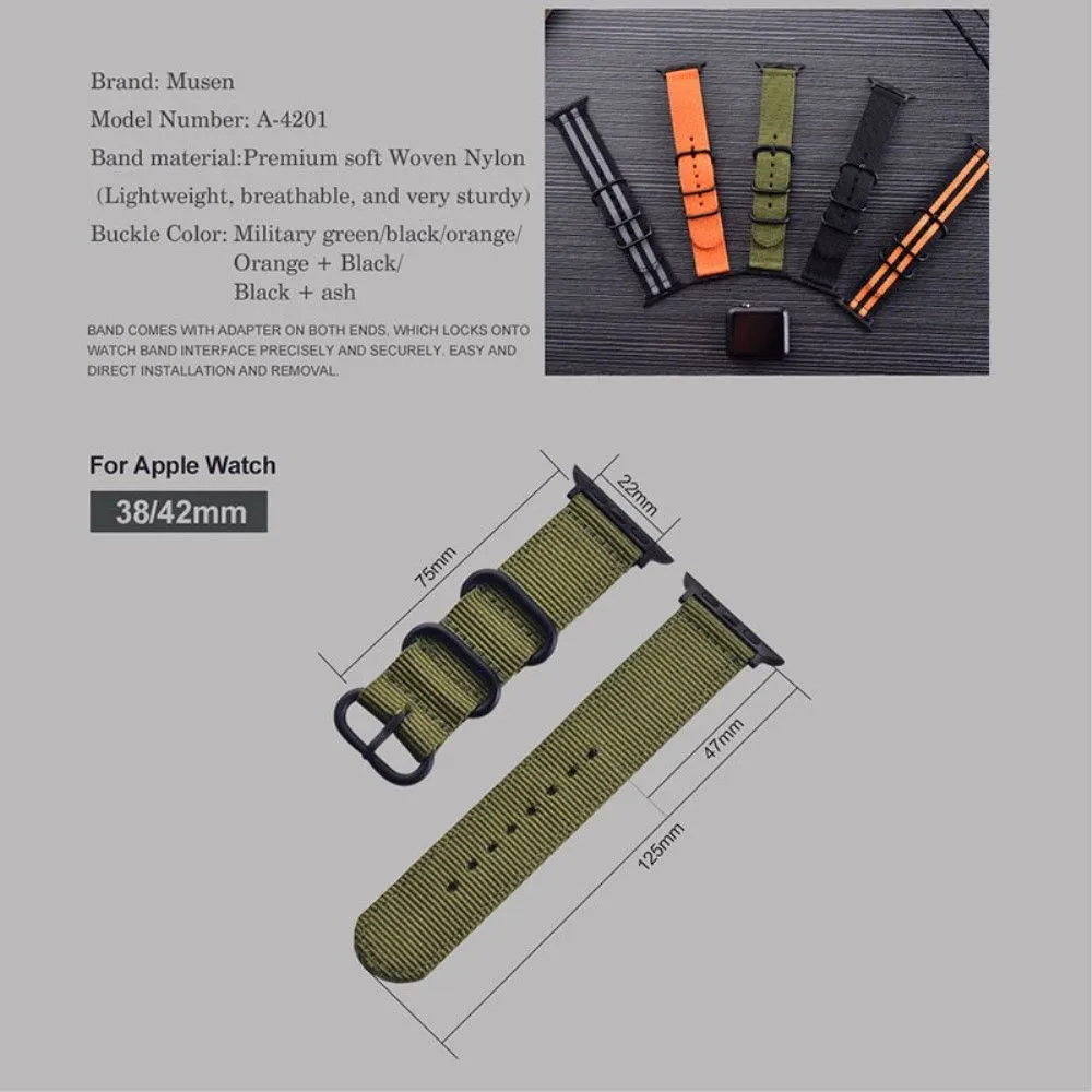 Apple Watch (45mm) woven nylon watch strap - Black / Red
