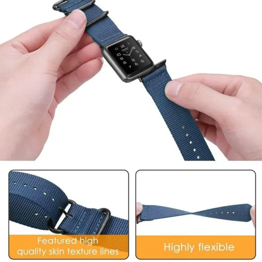 Apple Watch (45mm) woven nylon watch strap - Black / Red