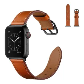 Apple Watch Series 6 / 5 44mm genuine leather watch band - Light Brown