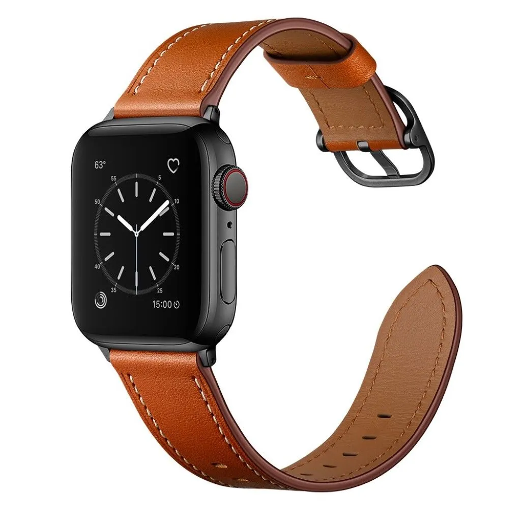 Apple Watch Series 6 / 5 44mm genuine leather watch band - Light Brown