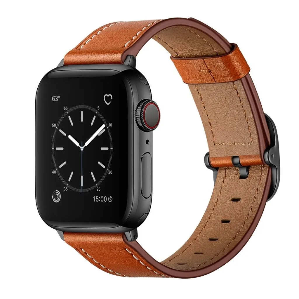 Apple Watch Series 6 / 5 44mm genuine leather watch band - Light Brown