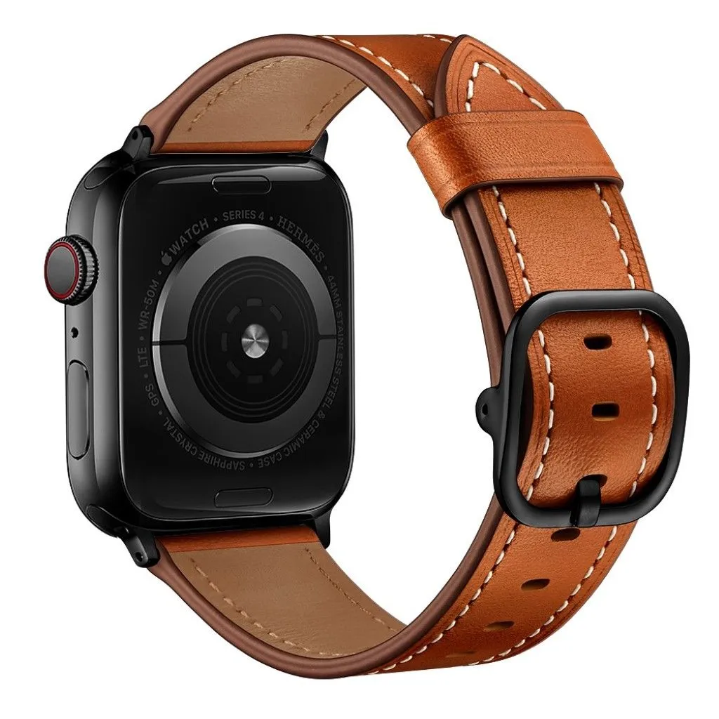 Apple Watch Series 6 / 5 44mm genuine leather watch band - Light Brown