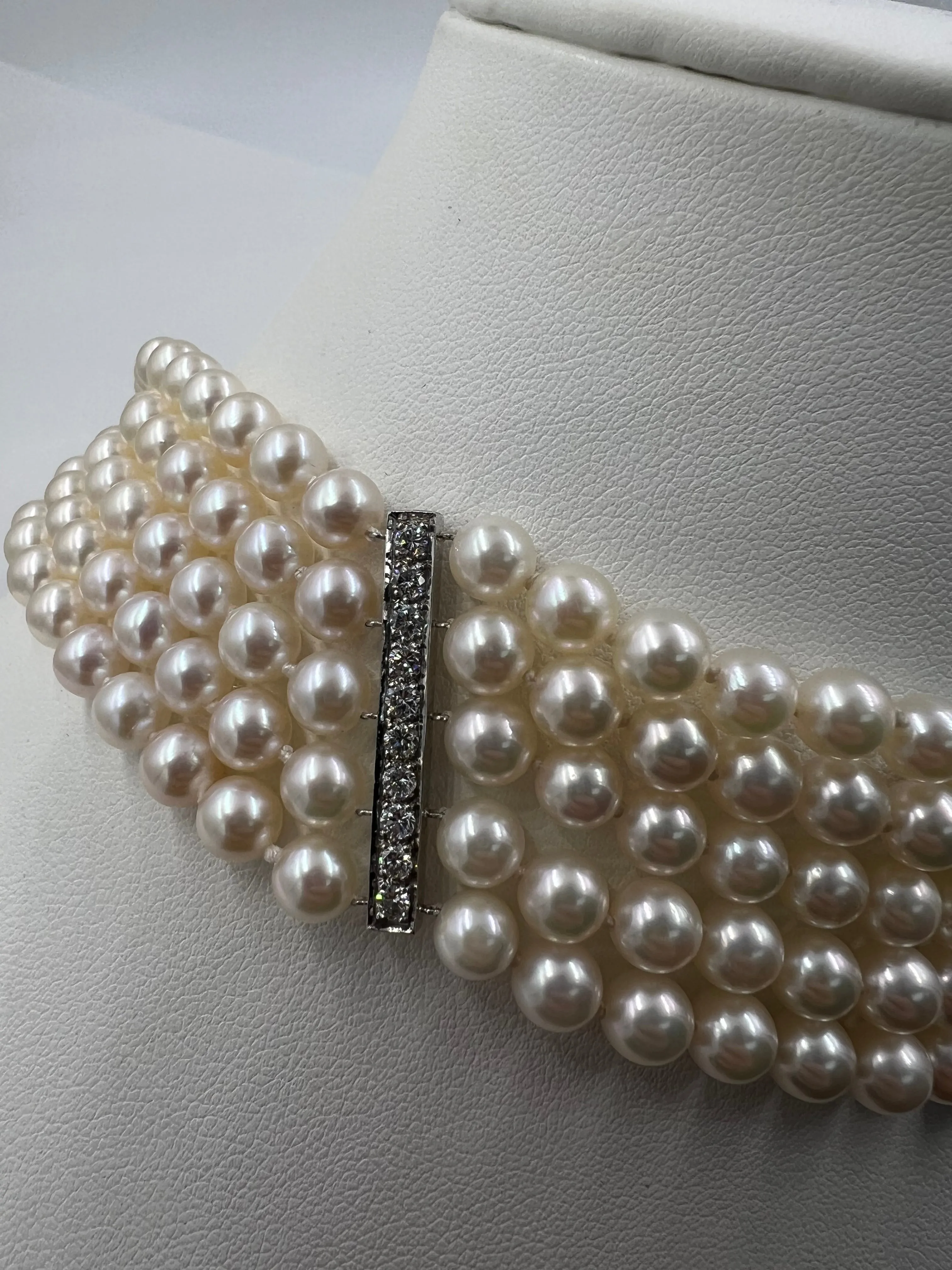 Art Deco Pearl Diamond Platinum Choker Collar Necklace