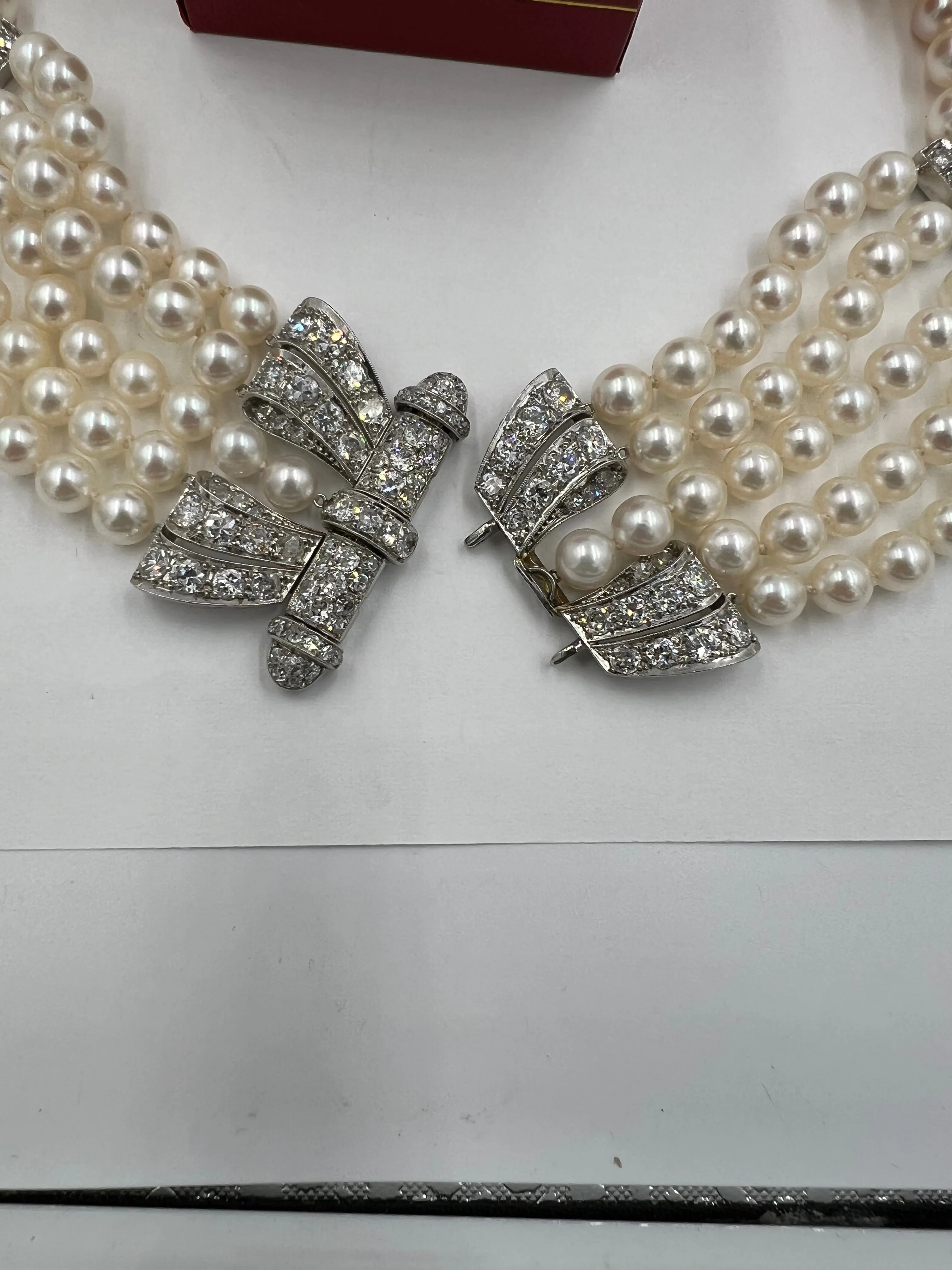 Art Deco Pearl Diamond Platinum Choker Collar Necklace