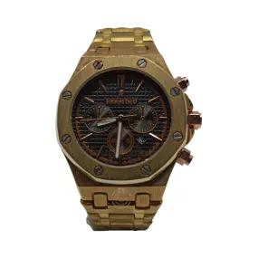 AUDEMARS PIGUET (AP) - GOLDEN/BLACK - GOOD QUALITY - ONLY DATE WORKING - MEN'S WATCH