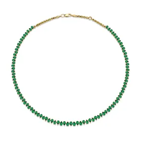 Baby Reverse Water Drop Emerald Tennis Necklace | Ready to Ship