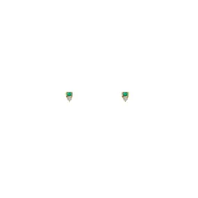 Baguette Emerald & Diamond Stud Earrings