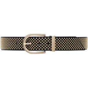 Beautiful leather belt decorated with studs / 13720 - Gold
