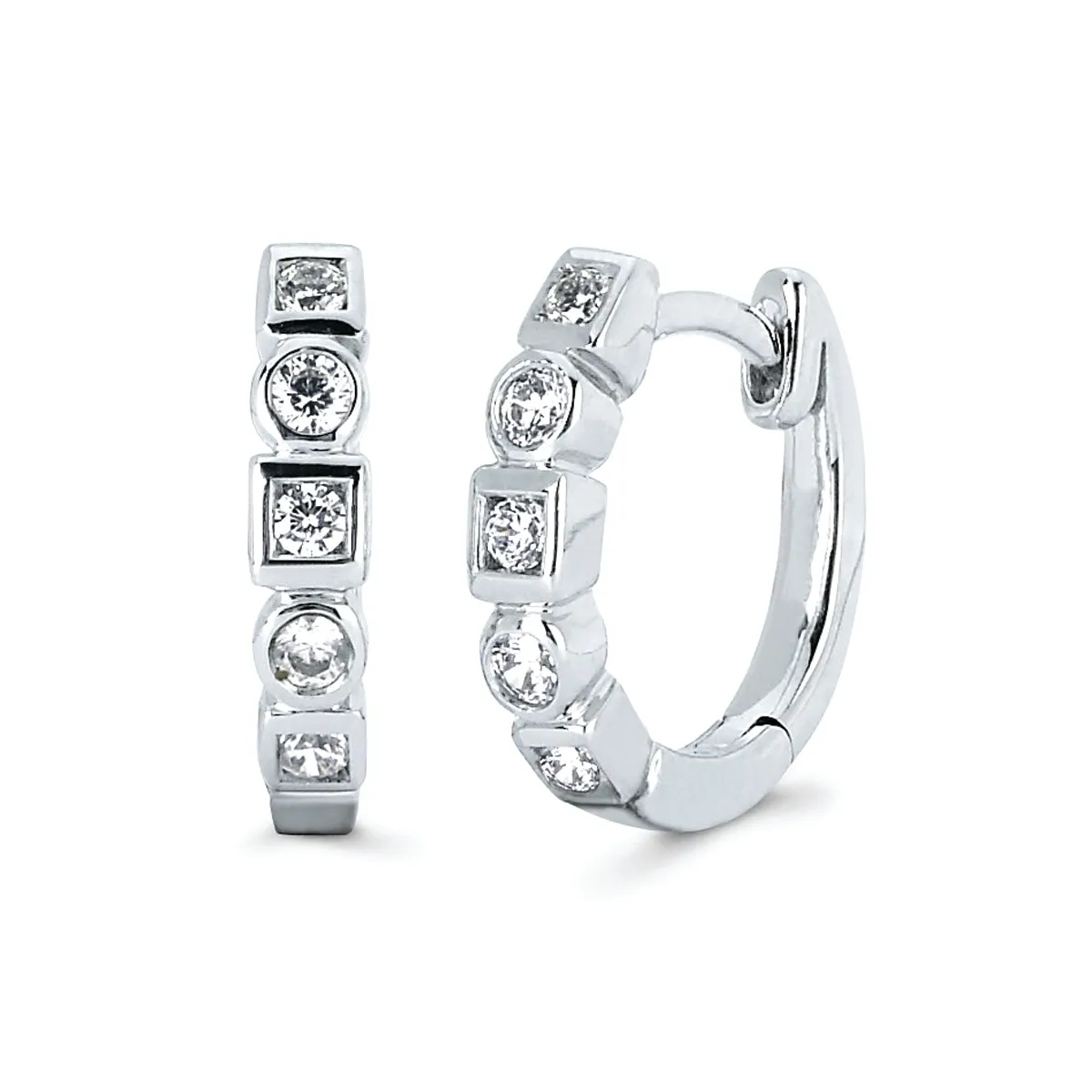 Bezel Set Hoop Earrings