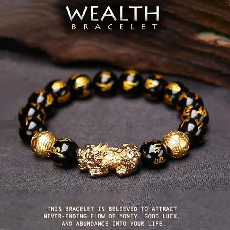 Black Obsidian Pixiu Wealth Bracelet for Men