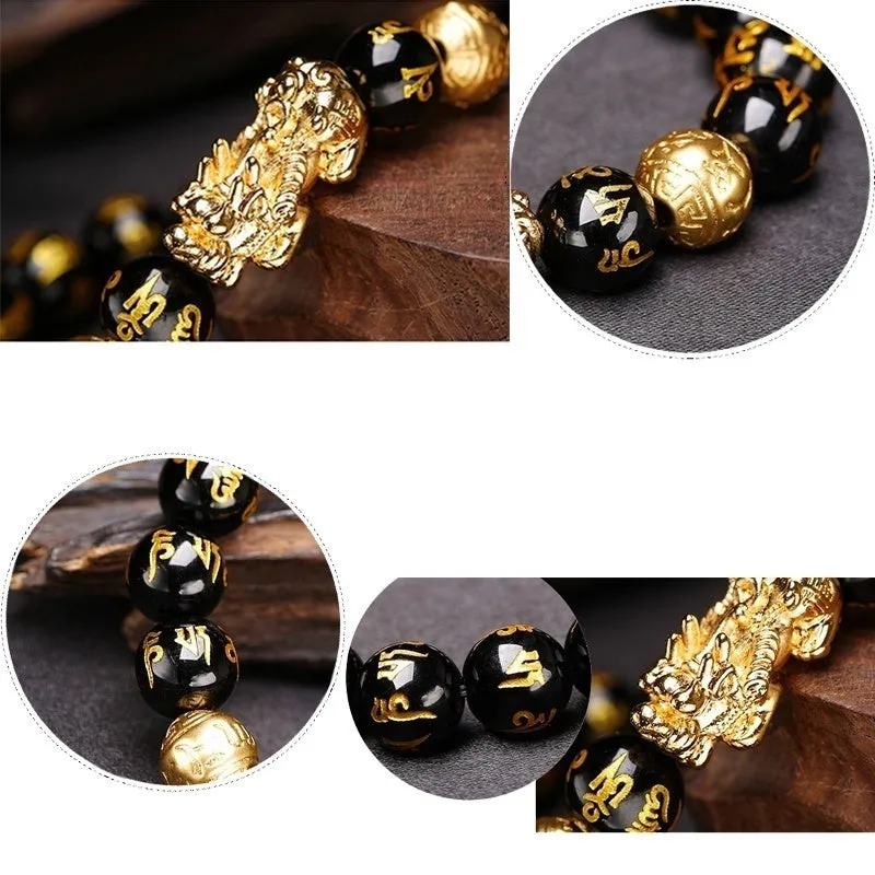 Black Obsidian Pixiu Wealth Bracelet for Men